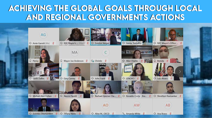 Cartaz da videoconferência das Nações Unidas sobre os Objetivos de Desenvolvimento Sustentável